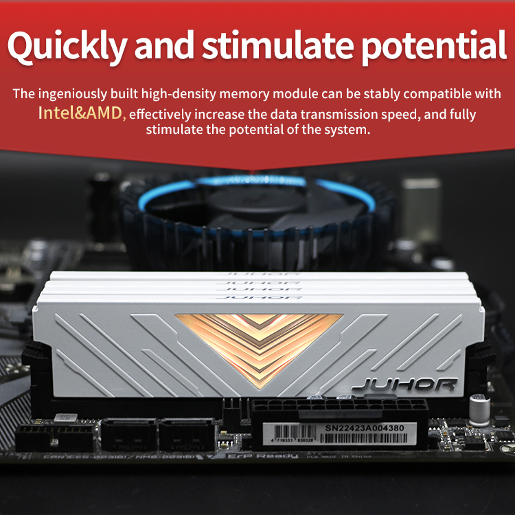 JUHOR DDR4  RAM memory for Desktop White and black