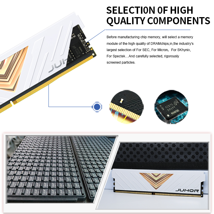 JUHOR DDR4  RAM memory for Desktop White and black